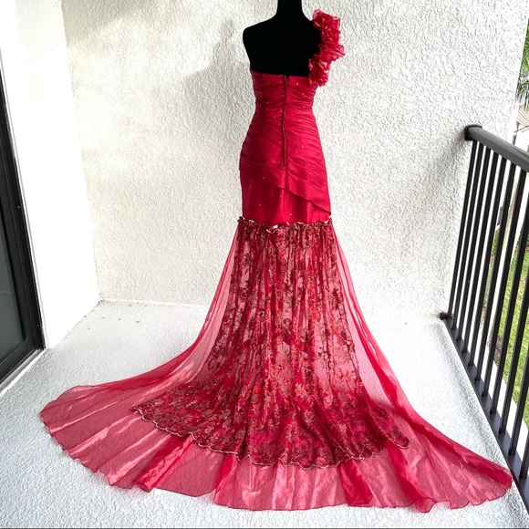Red Cocktail Prom Pageant Dress Custom Made - Picture 2 of 6